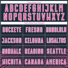 Load image into Gallery viewer, Custom Navy Pink-White Lines Sublimation Soccer Uniform Jersey