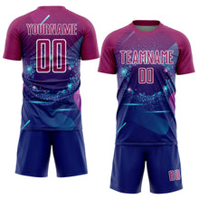 Load image into Gallery viewer, Custom Royal Purple-White Stars And Lines Sublimation Soccer Uniform Jersey