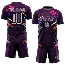 Load image into Gallery viewer, Custom Purple White Lines Sublimation Soccer Uniform Jersey