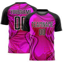 Load image into Gallery viewer, Custom Hot Pink Black-White Waves Sublimation Soccer Uniform Jersey