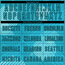 Load image into Gallery viewer, Custom Aqua Black Lines Sublimation Soccer Uniform Jersey