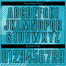 Load image into Gallery viewer, Custom Aqua Black Lines Sublimation Soccer Uniform Jersey