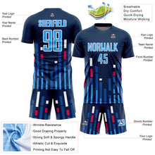 Load image into Gallery viewer, Custom US Navy Blue Sky Blue-White Lines Sublimation Soccer Uniform Jersey