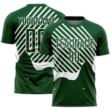 Load image into Gallery viewer, Custom Green White Lines Sublimation Soccer Uniform Jersey