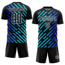 Load image into Gallery viewer, Custom Black Sky Blue-Royal Lines Sublimation Soccer Uniform Jersey