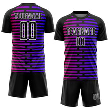 Load image into Gallery viewer, Custom Black Purple-Pink Lines Sublimation Soccer Uniform Jersey