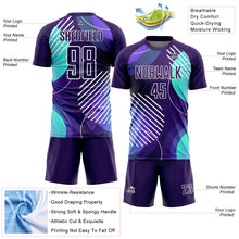 Load image into Gallery viewer, Custom Dark Purple White Geometric Shapes Sublimation Soccer Uniform Jersey
