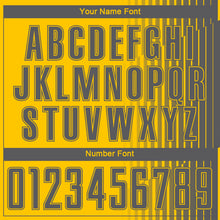 Load image into Gallery viewer, Custom Yellow Steel Gray Lines Sublimation Soccer Uniform Jersey