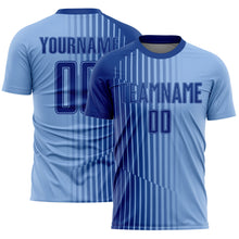 Load image into Gallery viewer, Custom Light Blue Royal Lines Sublimation Soccer Uniform Jersey