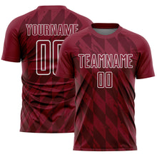 Load image into Gallery viewer, Custom Crimson White Geometric Shapes Sublimation Soccer Uniform Jersey