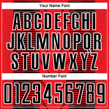 Load image into Gallery viewer, Custom Fire Red Black-White Lines Sublimation Soccer Uniform Jersey