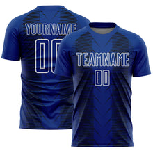 Load image into Gallery viewer, Custom US Navy Blue Black-White Lines Sublimation Soccer Uniform Jersey