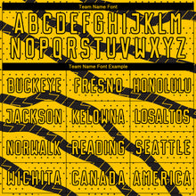 Load image into Gallery viewer, Custom Yellow Black Lines And Dots Sublimation Soccer Uniform Jersey