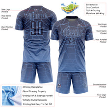 Load image into Gallery viewer, Custom Light Blue Gray Lines Sublimation Soccer Uniform Jersey