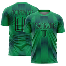 Load image into Gallery viewer, Custom Kelly Green Black Geometric Shapes Sublimation Soccer Uniform Jersey
