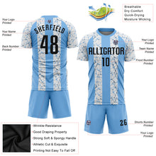 Load image into Gallery viewer, Custom Light Blue Black-White Sublimation Soccer Uniform Jersey