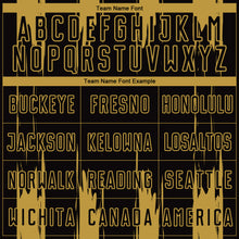 Load image into Gallery viewer, Custom Black Old Gold Abstract Stripes Sublimation Soccer Uniform Jersey