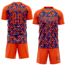 Load image into Gallery viewer, Custom Orange Royal Lightning Sublimation Soccer Uniform Jersey