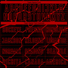 Load image into Gallery viewer, Custom Black Red Lightning Sublimation Soccer Uniform Jersey