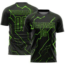 Load image into Gallery viewer, Custom Black Aurora Green Lightning Sublimation Soccer Uniform Jersey