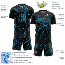 Load image into Gallery viewer, Custom Black Sky Blue Lightning Sublimation Soccer Uniform Jersey