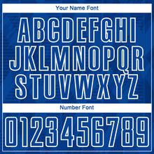 Load image into Gallery viewer, Custom Royal White Geometric Shapes Sublimation Soccer Uniform Jersey