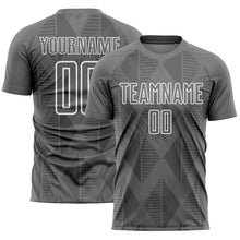 Load image into Gallery viewer, Custom Gray White Geometric Shapes Sublimation Soccer Uniform Jersey