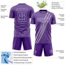 Load image into Gallery viewer, Custom Purple White Diagonal Lines Sublimation Soccer Uniform Jersey