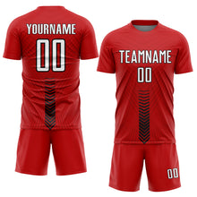 Load image into Gallery viewer, Custom Red White-Black Arrow Shapes Sublimation Soccer Uniform Jersey