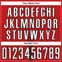 Load image into Gallery viewer, Custom Red White-Black Arrow Shapes Sublimation Soccer Uniform Jersey