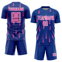 Load image into Gallery viewer, Custom Royal Pink-White Geometric Shapes Sublimation Soccer Uniform Jersey
