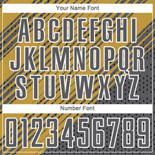 Load image into Gallery viewer, Custom Old Gold Steel Gray White Diagonal Lines Sublimation Soccer Uniform Jersey