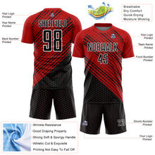Load image into Gallery viewer, Custom Red Black-White Diagonal Lines Sublimation Soccer Uniform Jersey