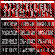 Load image into Gallery viewer, Custom Red Black-White Diagonal Lines Sublimation Soccer Uniform Jersey