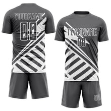 Load image into Gallery viewer, Custom Steel Gray White Lines Sublimation Soccer Uniform Jersey