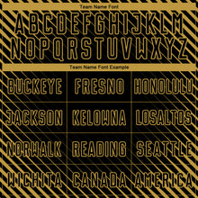 Load image into Gallery viewer, Custom Black Old Gold Diagonal Lines Sublimation Soccer Uniform Jersey