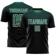 Load image into Gallery viewer, Custom Black Kelly Green-White Halftone Dots Sublimation Soccer Uniform Jersey