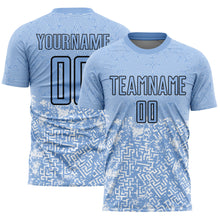 Load image into Gallery viewer, Custom Light Blue Black Geometric Shapes Sublimation Soccer Uniform Jersey