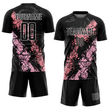 Load image into Gallery viewer, Custom Black Light Pink-Medium Pink Dripping Splatter Art Sublimation Soccer Uniform Jersey