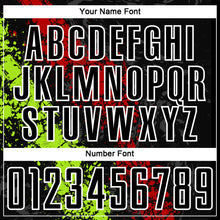 Load image into Gallery viewer, Custom Black Red-Neon Green Dripping Splatter Art Sublimation Soccer Uniform Jersey