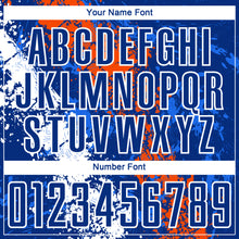 Load image into Gallery viewer, Custom Royal Orange-White Dripping Splatter Art Sublimation Soccer Uniform Jersey