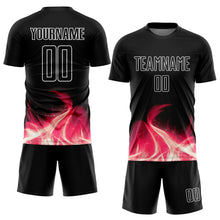 Load image into Gallery viewer, Custom Black White Flame Sublimation Soccer Uniform Jersey