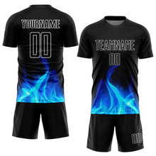 Load image into Gallery viewer, Custom Black White Flame Sublimation Soccer Uniform Jersey