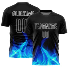 Load image into Gallery viewer, Custom Black White Flame Sublimation Soccer Uniform Jersey