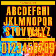 Load image into Gallery viewer, Custom Black Yellow-Orange Dragon Flame Sublimation Soccer Uniform Jersey