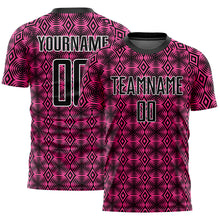 Load image into Gallery viewer, Custom Pink Black-White Geometric Shapes Sublimation Soccer Uniform Jersey