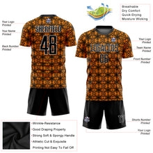 Load image into Gallery viewer, Custom Orange Black-White Geometric Shapes Sublimation Soccer Uniform Jersey