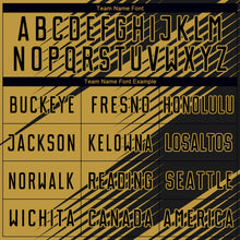 Load image into Gallery viewer, Custom Black Old Gold Line Sublimation Soccer Uniform Jersey