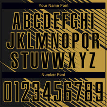Load image into Gallery viewer, Custom Black Old Gold Line Sublimation Soccer Uniform Jersey