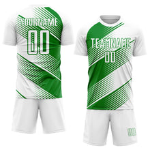 Load image into Gallery viewer, Custom White Grass Green Line Sublimation Soccer Uniform Jersey